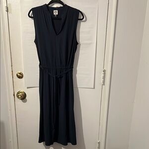 Anne Klein Blue Sleeveless V-Neck Midi Sundress